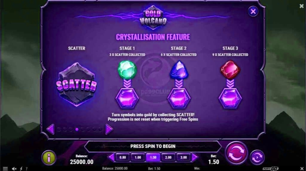 crystallisation feature gold volcano mgm99win